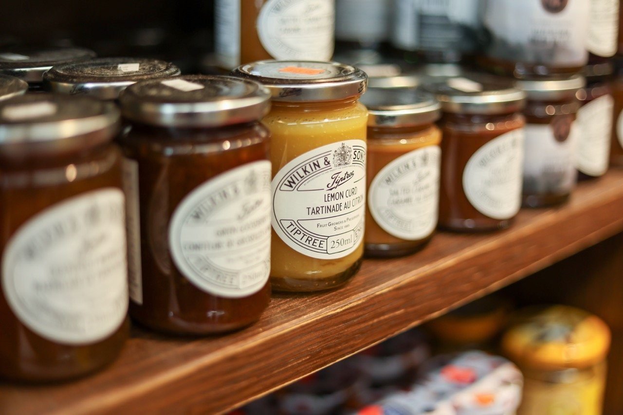 Imported preserves on the EuroDeli fine grocery shelves
